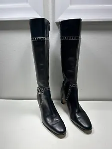 Brighton Taos Size 6 1/2 M Vintage Womens Knee High Heeled Boots Brown Leather  - Picture 1 of 10
