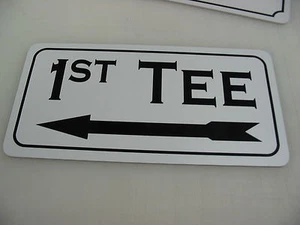 Insegna in metallo 1° TEE con freccia sinistra stile vintage per golf scatola verde o percorso carrello - Foto 1 di 3
