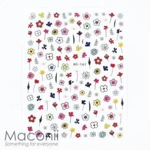 Nail Art Stickers HC161 Simple Daisies Colourful Flowers Purple Pink Blue Yellow - Picture 1 of 3