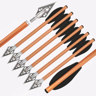 6.3'' Crossbow Bolts Aluminum Arrows Archery Screw-in Blade Broadheads Hunting - Image 1 of 4