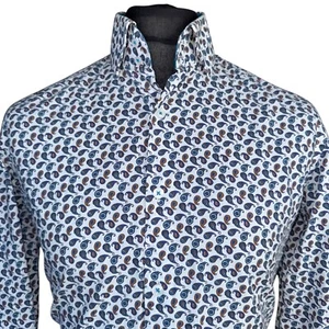 HAWES & CURTIS Shirt Mens MEDIUM Long Sleeve White Paisley Print - Picture 1 of 12