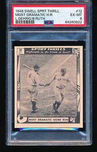 1948 Swell Sport Thrills Most Dramatic Home Run BABE RUTH LOU GEHRIG #12 PSA 6 -