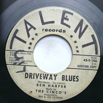 BEN HARPER - DRIVEWAY BLUES / HERE COMES MY GAL - SOUL 45 - Image 1 of 2