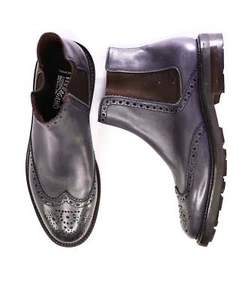 1.190 $ Salvatore Ferragamo "TRAMEZZA" marineblaue Stiefeletten Leder 9 EE - Bild 1 von 8