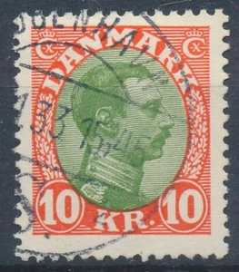 Denmark Scott 131/AFA 177, 10Kr. red/green Christian X, F-VF used - Picture 1 of 1