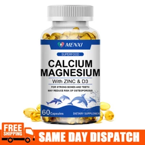 Magnesium Zinc Vitamin D3 Calcium 1000 MG Complex (60 Capsules)-High Absorption - Picture 1 of 8