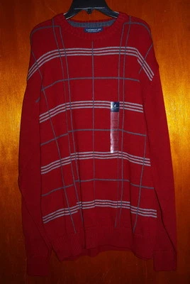 Nuevo Suéter Pullover Caribbean Joe Rojo Gris Talla Grande Foto 1 de 2