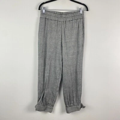 Cómodos pantalones EE. UU. Corbata Dobladillo Cónico Corto XS Gris Arrugado Ligero Foto 1 de 4