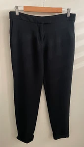 Stella Mccartney Slim Fit Cropped Trousers Size 42 Cuffed Hem Pockets Black - Picture 1 of 10