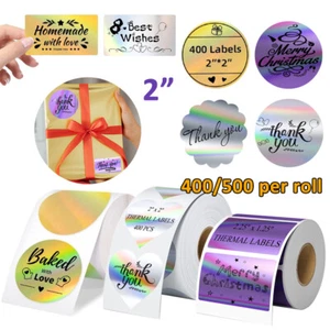 Direct Thermal Labels Holographic Stickers Self-Adhesive for Logo Xmas Card Tag - Picture 1 of 23