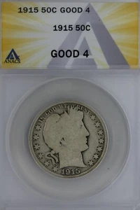 1915 .50 ANACS G 4 Barber Half Dollar, Liberty Head Half, 50 Cents - Picture 1 of 2