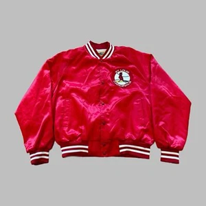 Vintage St. Louis Cardinals Jacke Herren L Chalkline Rot Satin 80er 90er Bomber - Bild 1 von 7