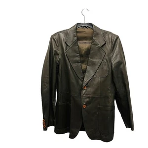 Fodera Bembert Leather Blazer Jacket Men Size US S M Italian Size 50 Brown Retro - Picture 1 of 17