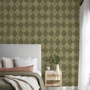 17.3"X393" Green Lattice Peel And Stick Wallpaper Chic Living Room Sticker Decor - Picture 1 of 8