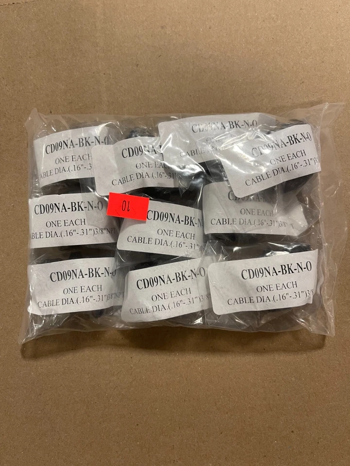 NEW 10-PCS HUMMEL CD09NA-BK-N-O Black Nylon Strain Relief Fitting NPT 3/8" - Image 1 of 2