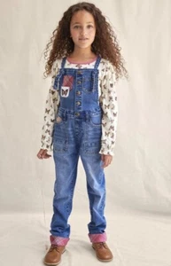 Matilda Jane Girls Harvest Straight Fit Stretch Denim Overalls 8 New - Picture 1 of 2