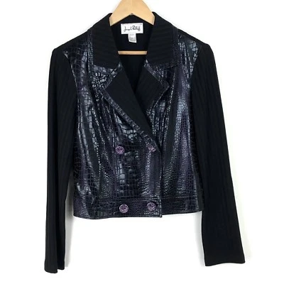 y2k whimseygoth Joseph Ribkoff Blazer Jacket Sz 8 Purple/Black metallic snake - Image 1 of 4