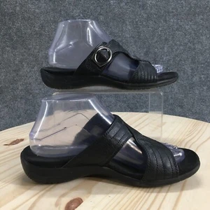 Sandali Easy Street donna 7 slide neri ecopelle slip on fibbia casual - Foto 1 di 17