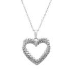 Stylish Heart Necklace With One Genuine Diamond in 925 Sterling silver 18"