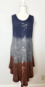 Greater Good Damen Tank Midikleid Einheitsgröße blau braun U-Ausschnitt Perlen - Bild 1 von 13