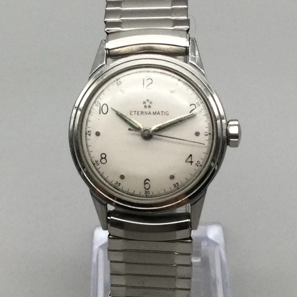 Reloj Automático Hombre Eterna Matic Vintage 30mm Tono Plata Banda Elástica Foto 1 de 4