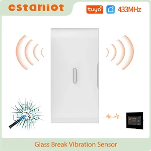 Drahtloser Glasbruch Vibrationssensoren Tür Alarm Detektor für Home Security Kit - Bild 1 von 8