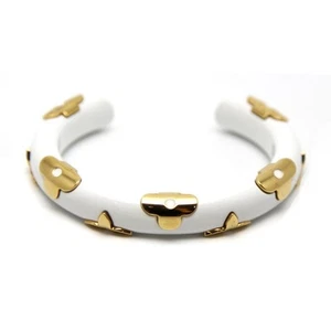 Louis Vuitton Johnke Daily Bangle White & Gold 6.0 in Wrist 0.4 in USED - Picture 1 of 6