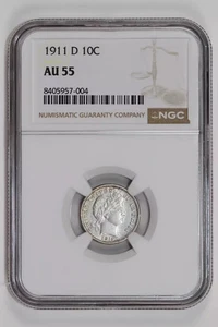 1911-D BARBER DIME NGC AU55 - Picture 1 of 2