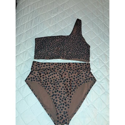 Bikini de leopardo azul marino antiguo 2 tops y 1 parte inferior Foto 1 de 4