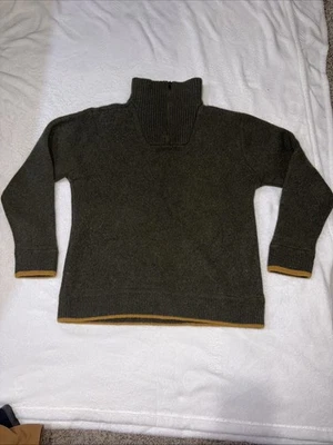 Irelandseye Women’s Olive Wool Pullover Sweater with Ribbed Collar - Image 1 of 4