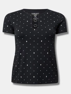 T-Shirt Größe 2 TORRID Skulls & Stars superweich Rundhalsausschnitt O-Ring tailliert Jersey neu mit Etikett - Bild 1 von 12