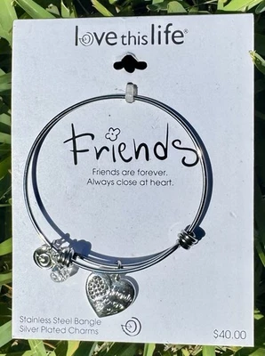 Love This Life Friends Forever Stainless Steel 3 Charms Expandable Bracelet NWT - Image 1 of 4