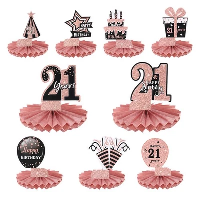 21th Birthday Decoration Centerpieces Supplies (Red+Gold Tone) - Imagem 1 de 4