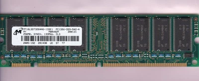 256MB PC-133 MICRON MT16LSDT3264AG-133E1 SDR PC133 Desktop Ram Memory Stick DIMM - Image 1 of 2