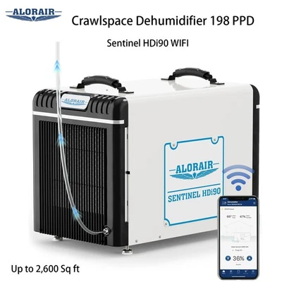 Deshumidificador espacio sobre orugas ALORAIR HDi90 WIFI 198PPD sótano garaje ático 2600sq Foto 1 de 4
