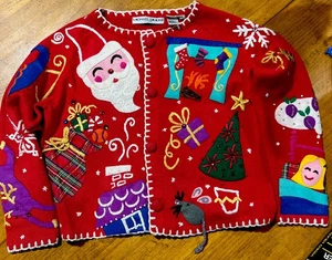 Vintage Michael Simon 1995 Weihnachtspullover Strickjacke Gr. M RAR 🔥 - Bild 1 von 13