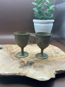 2 kleine Tassen Messing geätzt bemalt Made in India - Bild 1 von 8