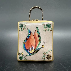 Limoges Imports France Hand Painted And Bejeweled Butterfly Trinket Box - Picture 1 of 13