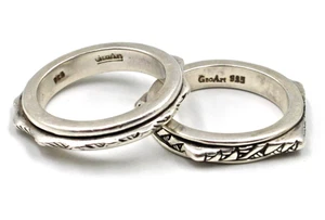GeoArt Sterling Silver Stacking Band Spinner Ring Pair Size 9 Lot of 2 - Picture 1 of 9