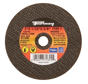 Forney 71855 Aluminum Oxide 25,465 rpm 3 Dia. in. Cut-Off Wheel 1/32 in. Thick - Picture 1 of 4