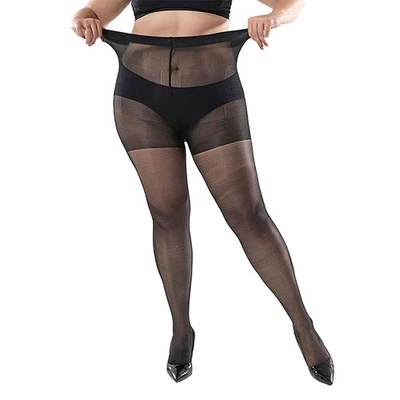 Meia-calça feminina plus size sem costura óleo brilhante alto brilho meia-calça transparente - Imagem 1 de 4
