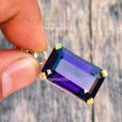 Piedra preciosa suelta solitario de plata alemana corte elegante amatista púrpura 43 quilates Foto 1 de 4