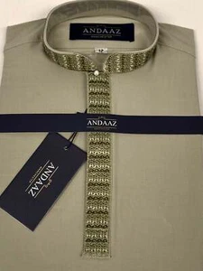 Boys Shalwar Kameez Zigzag Pale Green Placket - Picture 1 of 2