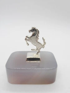 Cavallino Rampante in Argento 925 su Agata Grigia -  fermacarte - soprammobile - - Picture 1 of 5