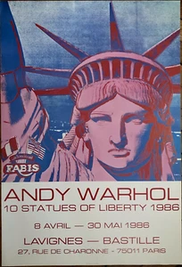 Andy Warhol affiche originale 1986 Lavignes 10 statues of liberty Pop Art Paris - Imagen 1 de 3