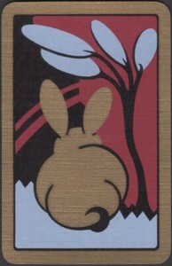 Playing Cards Single Card Old Vintage Art Deco  BUNNY RABBIT + FLOWERS Picture B