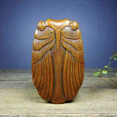 Caja de piedra de tinta china natural bambú amarillo tallada a mano con forma de cigarra 1449 Foto 1 de 4