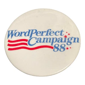 Microsoft Word Perfect 2,25" Pinback Button Wahlkampf 88 Vintage 1988 - Bild 1 von 3