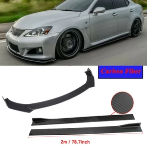 For Lexus IS250 Carbon Style Front Bumper Lip Spoiler Side Skirt Splitter Kit - Picture 1 of 17