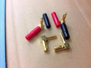 4x hifi Copper Gold Plated Right Angle Speaker Wire Cable Banana plug connector  - Picture 1 of 1